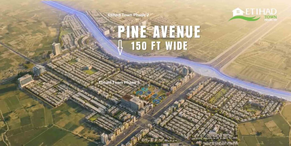 Location Map Pine Avenue Commercial Etihad Town Phase 3 Lahore