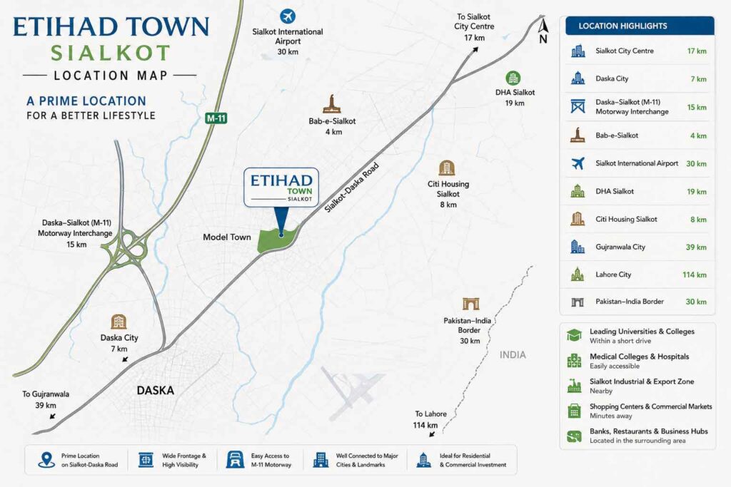 Location Map Etihad Town Sialkot